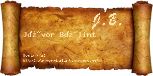 Jávor Bálint névjegykártya