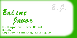 balint javor business card